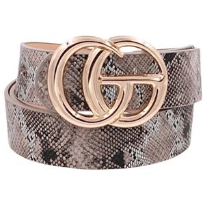 Snakeskin Print Faux Leather Belt